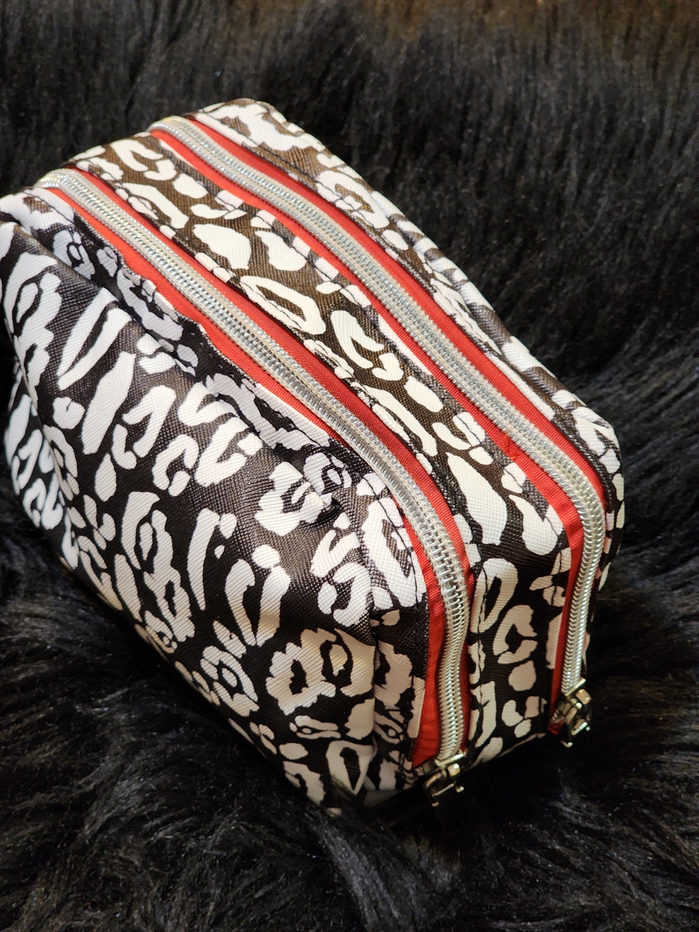 Revlon Black and White Leopard Print Women's Makeup Bag Cosmetics Pouch